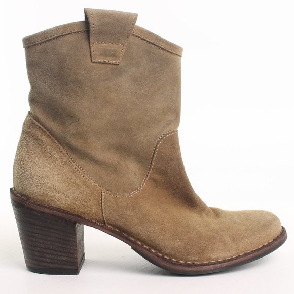FIORENTINI + BAKER Block Heel Boots Bootie Size EU 39 US 9 Green/Taupe